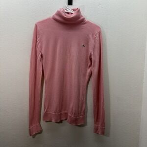 Lacoste 100% Wool Sweater Turtleneck Pink Long Sleeve Women's S/M EU 38 Croc